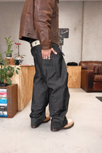 Load image into Gallery viewer, Raw Denim Pusher Pants: Faded Black