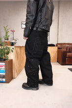 Load image into Gallery viewer, Raw Denim Pusher Pants: Black